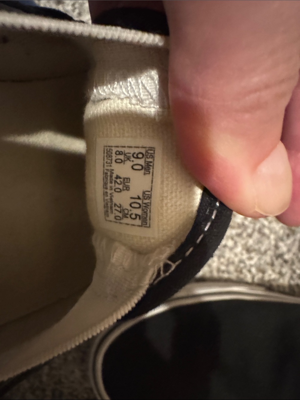 Vans Black Canvas Slip-On Loafers with White Trim - Picture 4 of 4